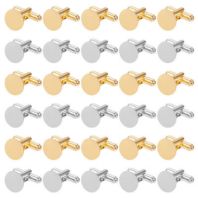 30Pcs 2 Colors Brass Cufflinks for Men