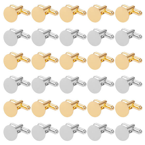 30Pcs 2 Colors Brass Cufflinks for Men