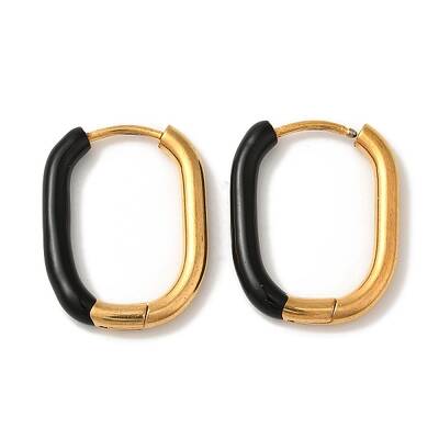 304 Stainless Steel & Enamel Hoop Earrings for Women