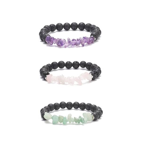 Natural Mixed Stone Chips Stretch Bracelets