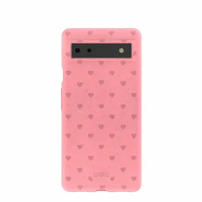 Bubblegum Pink Hearts Google Pixel 6a Case