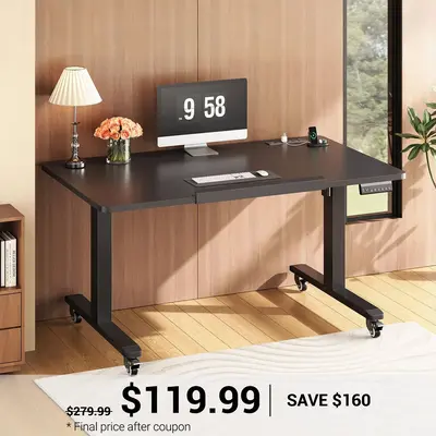 SEDETA ® 31.5 Inch Foldable Electric Height Adjustable Desk 180° Tiltable Mobile Rising Computer Desk with Wheels for Drawi...