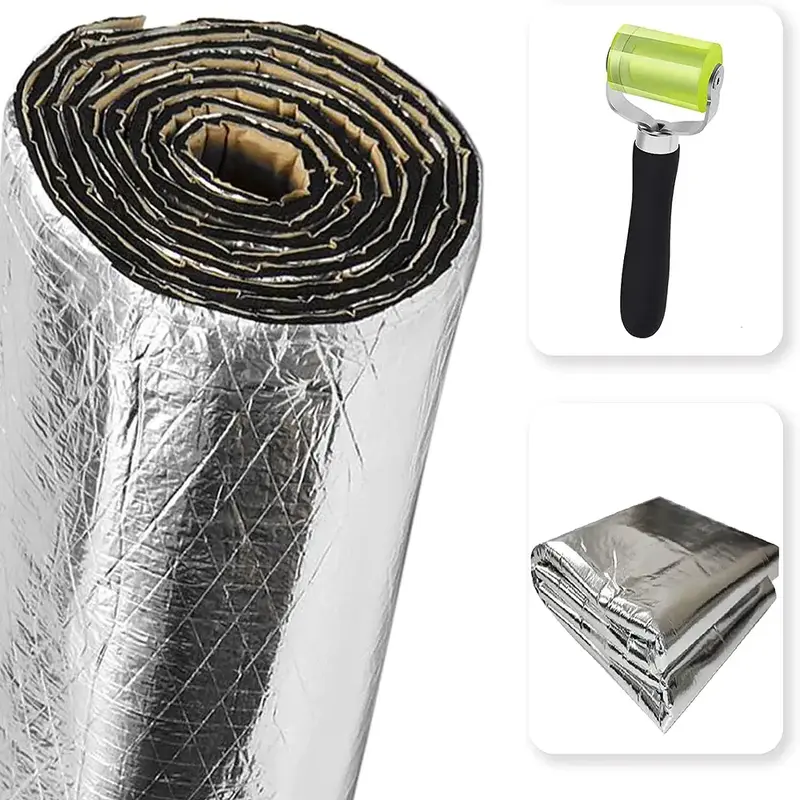 Thermal Sound Deadener Car Heat Shield Insulation Noise Reduce Mat 10mm Thickness 394mil Mats with Roller,for Auto Hood Engin...