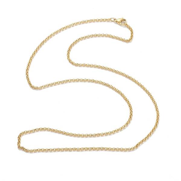 PVD Vacuum Plating 304 Stainless Steel Rolo Chain Necklaces