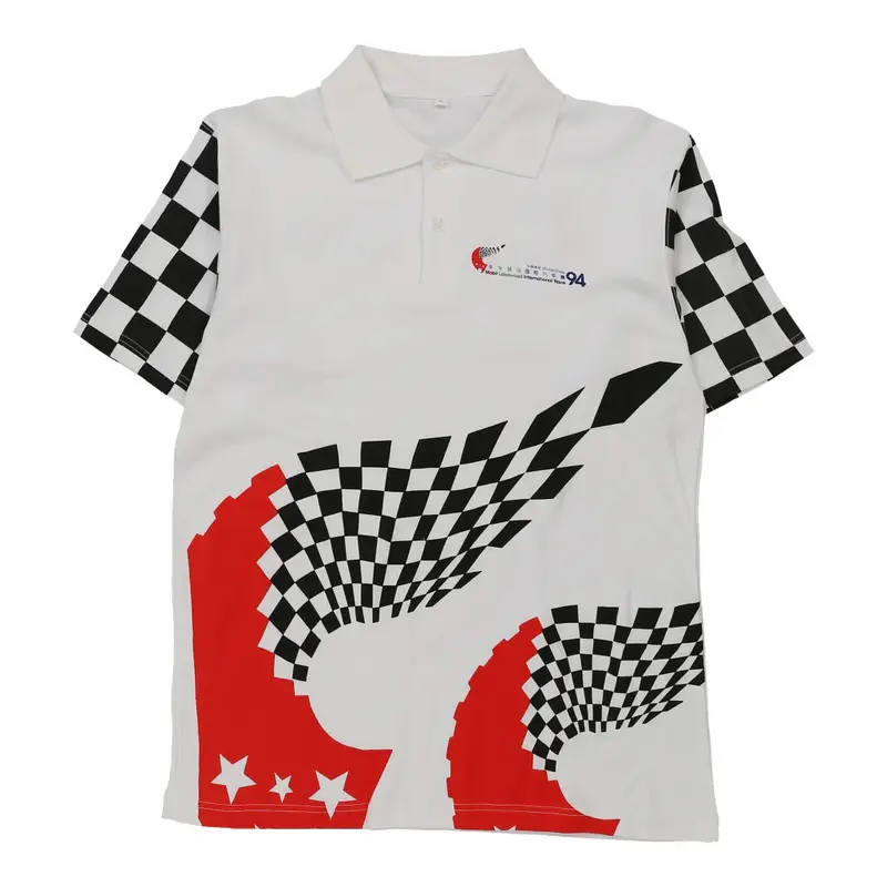 Zhuhai China, Mobil Lakewood International Race 1996 Unbranded Polo Shirt - XL White Cotton