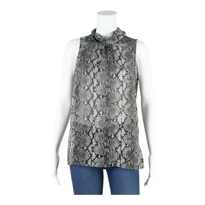 MICHAEL KORS Snake Skin Blouse Grey High Neck Sleeveless Womens S