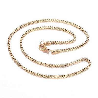 Ion Plating(IP) 304 Stainless Steel Box Chain Necklaces