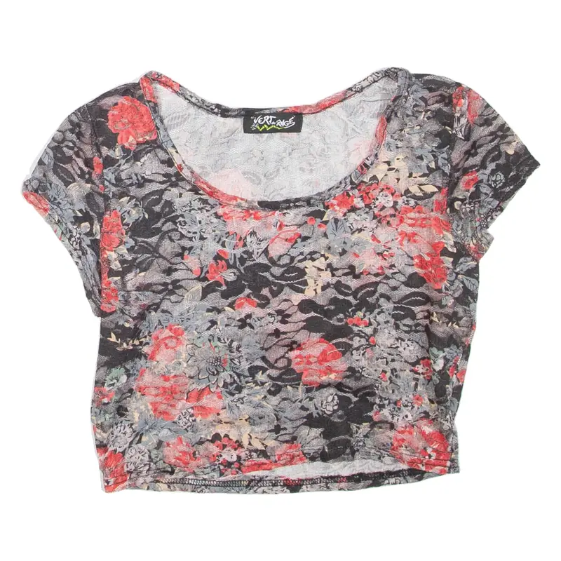 Womens Cropped Top Black Floral S