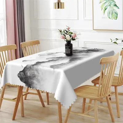 Mountain Ink Painting Artistic Rectangle Tablecloth - Aperturee