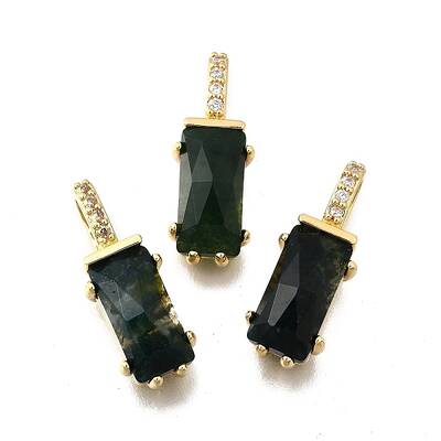 Natural Indian Agate Faceted Rectangle Pendants