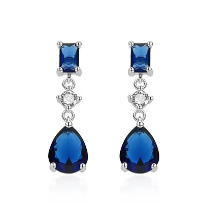 Agato AGT-E152PBL Blue Zirconia Silver Earrings