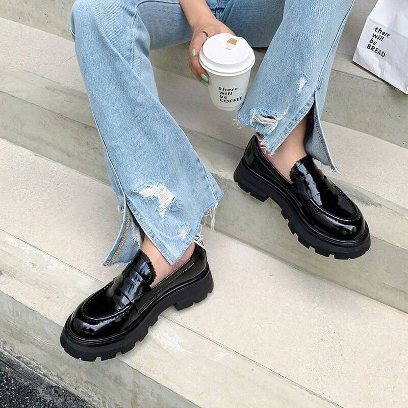 CHIKO Veredigna Round Toe Block Heels Loafers Shoes
