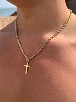 Unisex Street Style Cross Pendant Necklace, Valentine's Day Gift, Punk Stainless Steel Twist Chain Cross Necklaces for Party,...