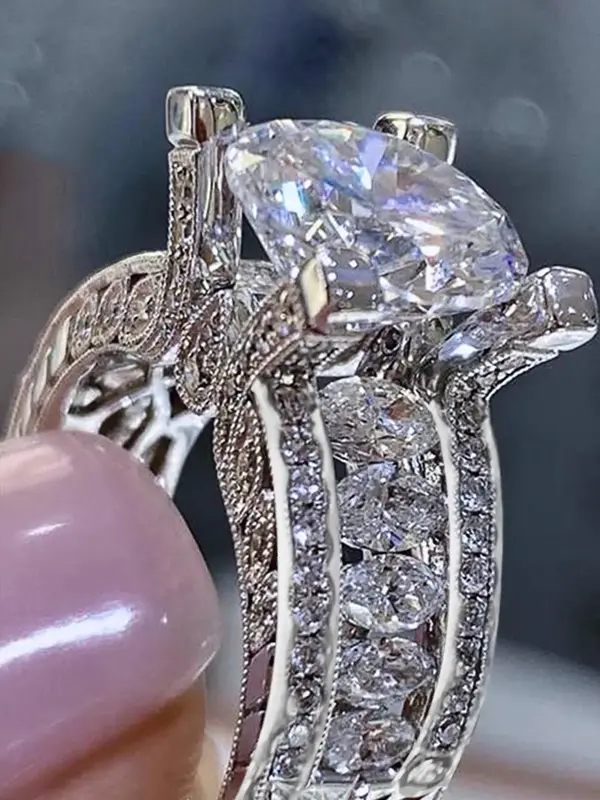 Artificial Zircon Decorated Ring, Jewelry for Women for Party, Daily Clothing Decor, Trendy All-match & Exquisite Jewelry for...