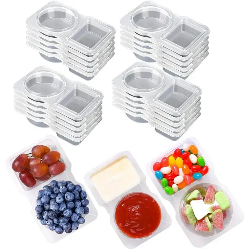 20-Pack Leakproof Meal Prep Containers – Double Compartment & Stackable Design for Office Lunch, Sauce Cups Included | Popu...