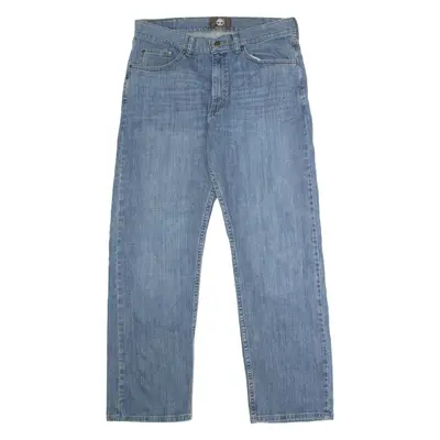 Mens Jeans Blue Regular Straight Stone Wash W34 L30