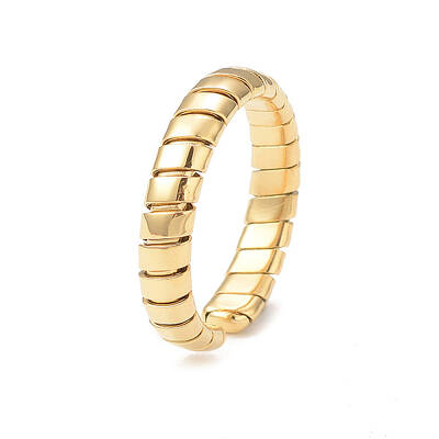 Ion Plating(IP) 304 Stainless Steel Spiral Open Cuff Ring for Women