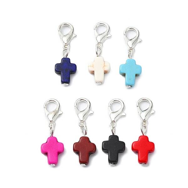 Dyed Synthetic Turquoise Cross Pendant Decoration