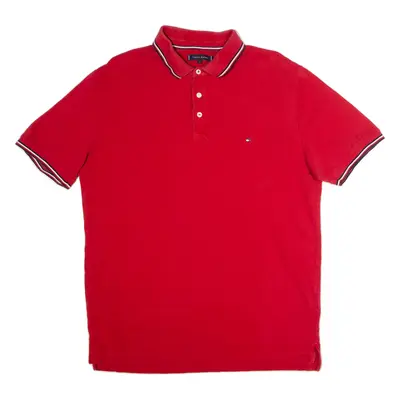 TOMMY HILFIGER Slim Fit Mens Polo Shirt Red 2XL