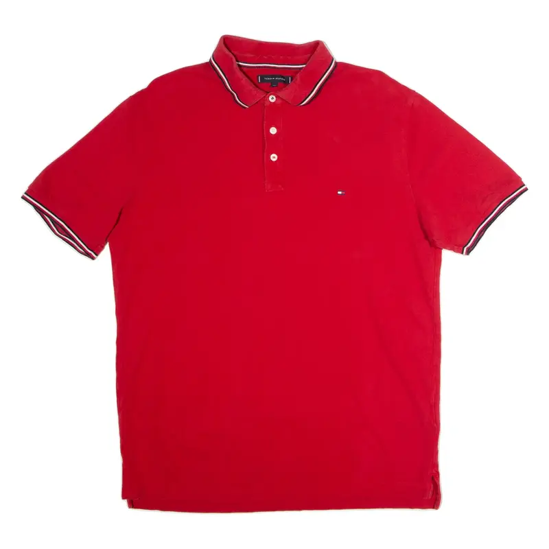 TOMMY HILFIGER Slim Fit Mens Polo Shirt Red 2XL