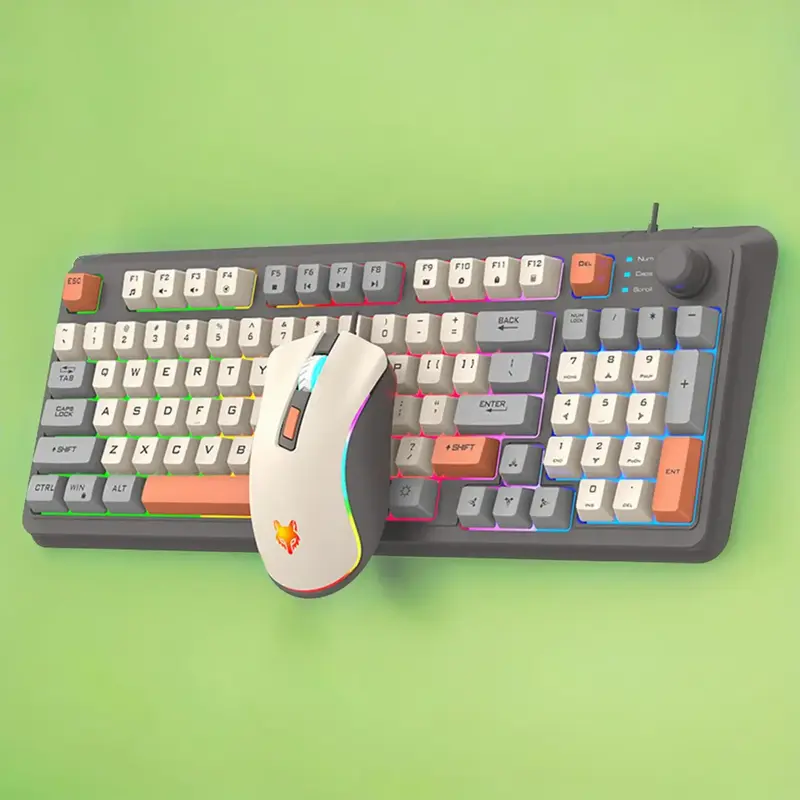 Wired Gaming Keyboard & Mouse Combo, 1 Set Mini Backlit USB Gaming Keyboard & Mouse, Gaming PC Accessories, RGB Mechanical K...