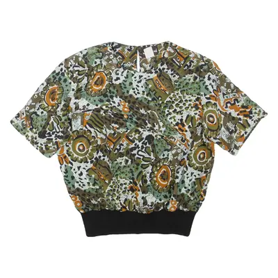 NOTATIONS Womens Printed Top Green Crazy Pattern M