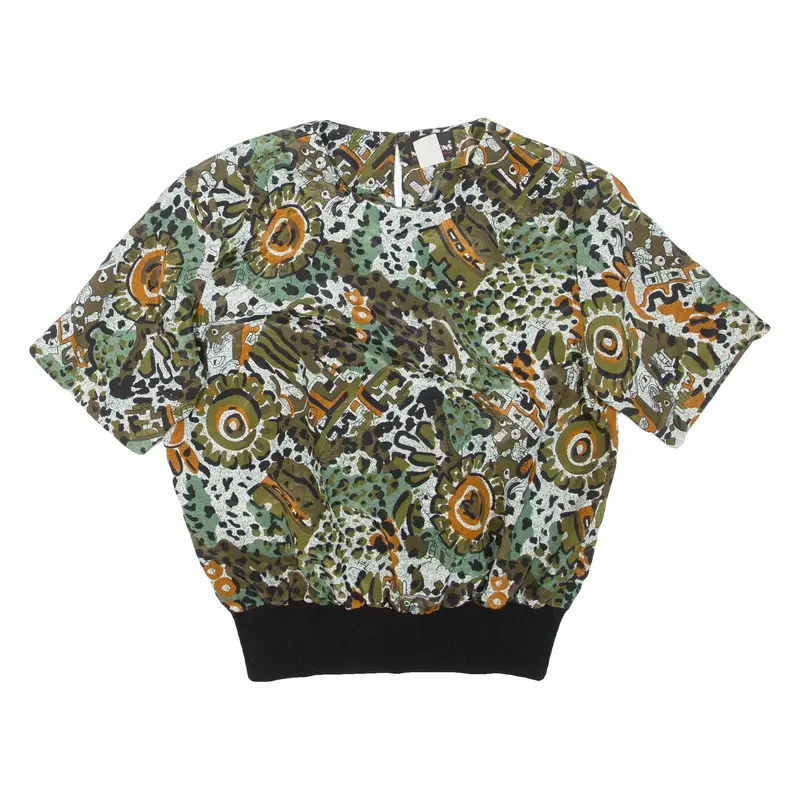 NOTATIONS Womens Printed Top Green Crazy Pattern M