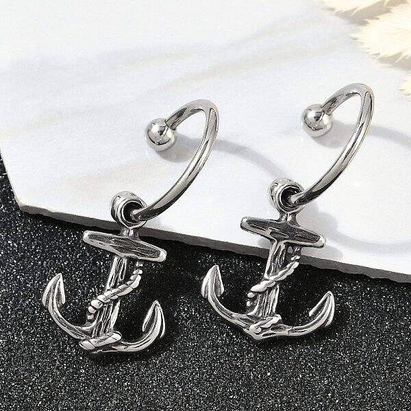 Anchor 316 Surgical Stainless Steel Dangle Half Hoop Earrings for Women