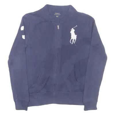 POLO RALPH LAUREN Boys Cardigan Blue Tight Knit M