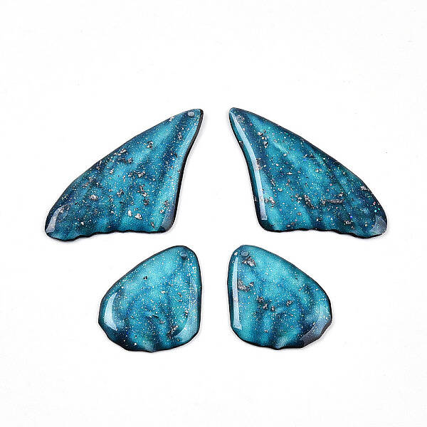 2 Pair 2 Sizes Epoxy Resin Butterfly Wing Pendants