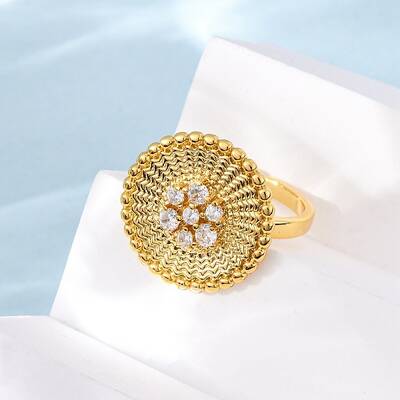 Brass Micro Pave Cubic Zirconia Cuff Rings
