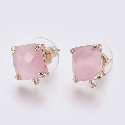 Faceted Glass Stud Earring Findings