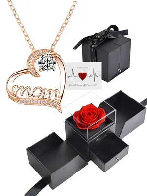 Elegant Heart Necklace, Hollow Out Design Rhinestone Decor Necklace, Summer Fashion Matching Luxury Jewelry Accessories for W...