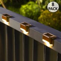 8-Pack Solar Deck Lights – Waterproof Outdoor LED Step Lights, Warm White, Auto On/Off, Easy Install for Patio, Stairs, Fen...