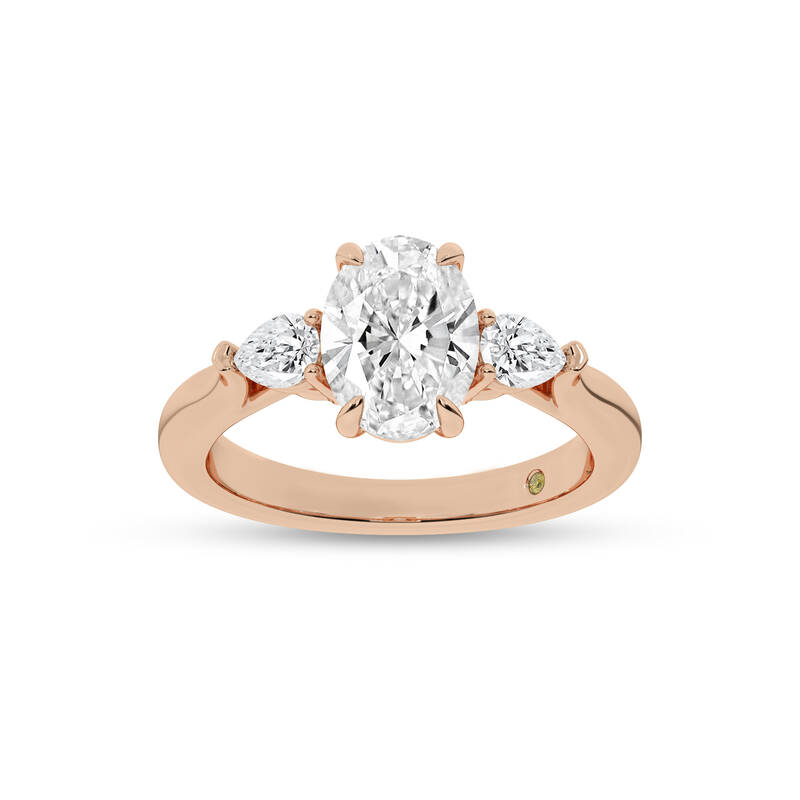 Bruges Three Stone Oval Lab Grown Diamond Engagement Ring | 10K Rose Gold 4 1/5 CT. TW.