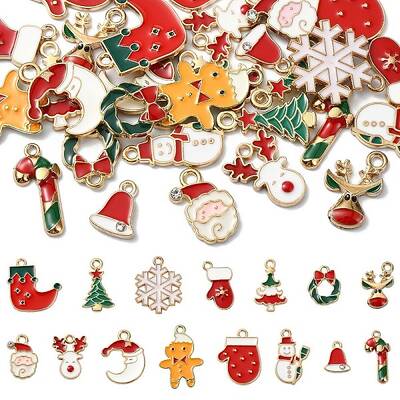 30Pcs 15 Colors Alloy Enamel Pendants