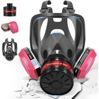 Full Face Gas Masks Survival Nuclear and Chemical with 40mm Activated Carbon Filter and 60921 Filters/Cartridges, Respirator ...
