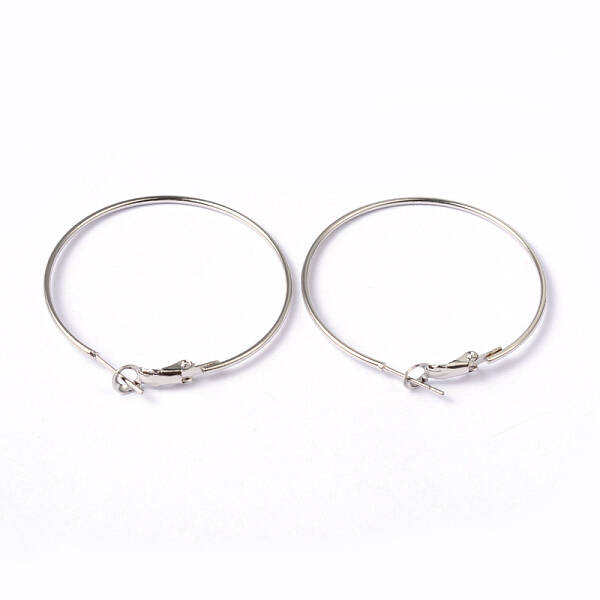 Platinum Color Brass Hoop Earrings