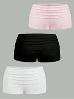 Women's Solid Color Ruched Shorts, Casual Comfy Breathable Skinny Shorts for Daily Wear, Ladies Bottoms for All Seasons