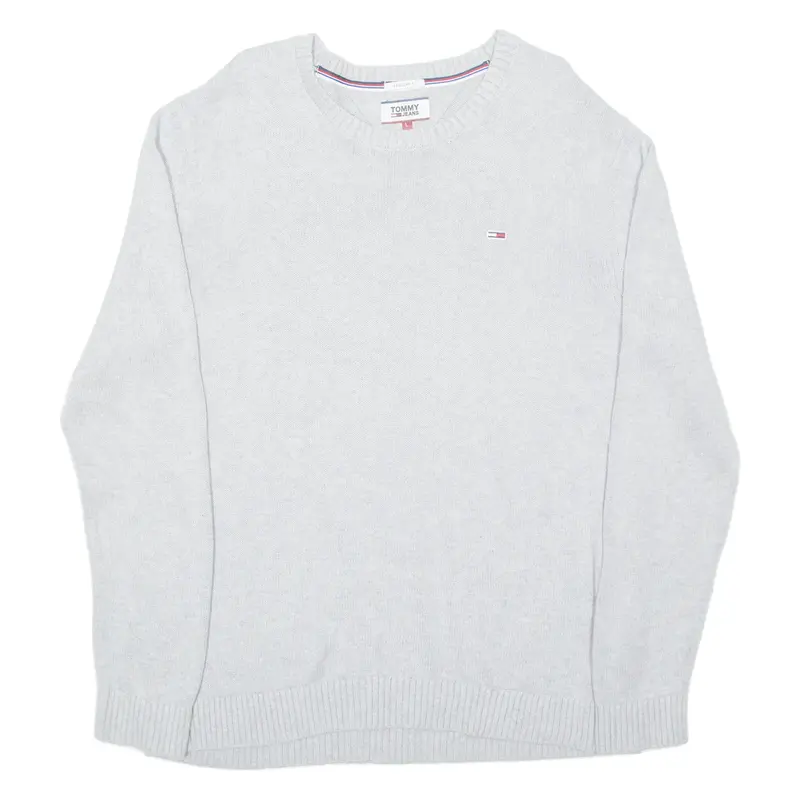 TOMMY HILFIGER Mens Jumper Grey Tight Knit L