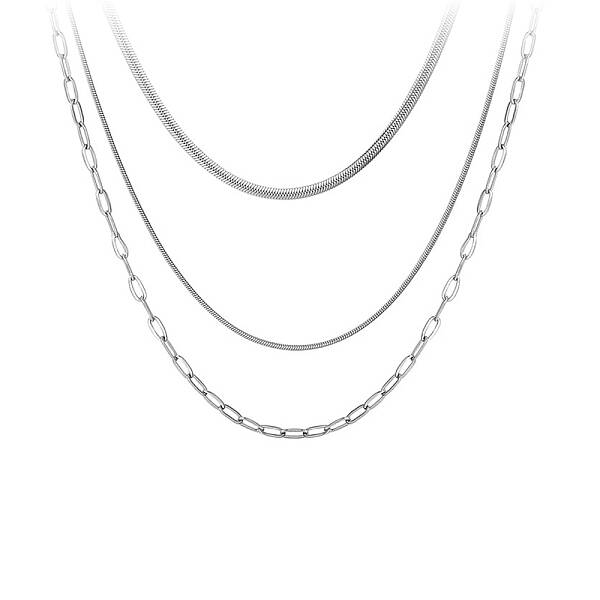 Stainless Steel Chains Three Layers Necklaces