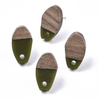 Opaque Resin & Walnut Wood Stud Earring Findings