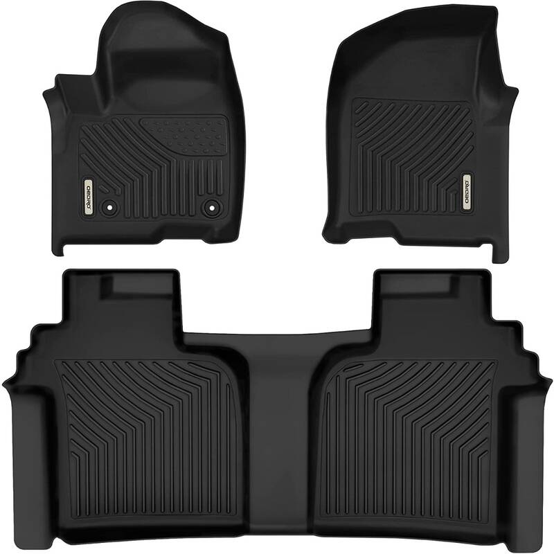 OEDRO Floor Mats for 2019-2025 Chevy Silverado /GMC Sierra 1500 & 2020-2023 2500HD/3500HD Crew Cab with Rear Underseat Storag...