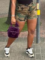 Women's Camo Print High Waist Button Front Skinny Shorts, Lady Casual Comfy Camouflage Shorts for Summer, Summer Shorts, Ladi...