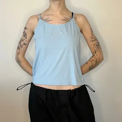 Vajolet Cami Top - Medium Blue Nylon Blend