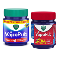 Vicks VapoRub Xtra Strong 50 ml & Vicks VapoRub Regular(50ml + 10ml Extra) Bundle For Cold, Cough & Headache Relief 2-Pack Al...