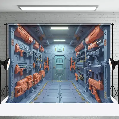 Indoor Science Fiction Station Cake Smash Backdrop