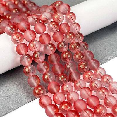 Frosted Transparent Glass Bead Strands