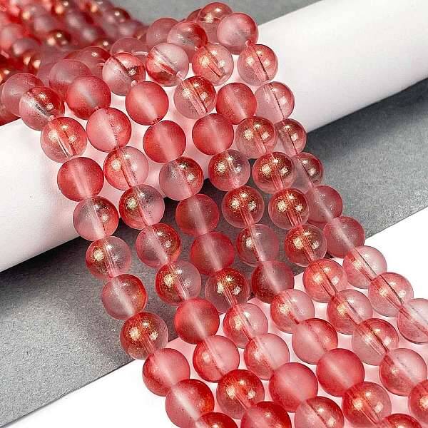 Frosted Transparent Glass Bead Strands