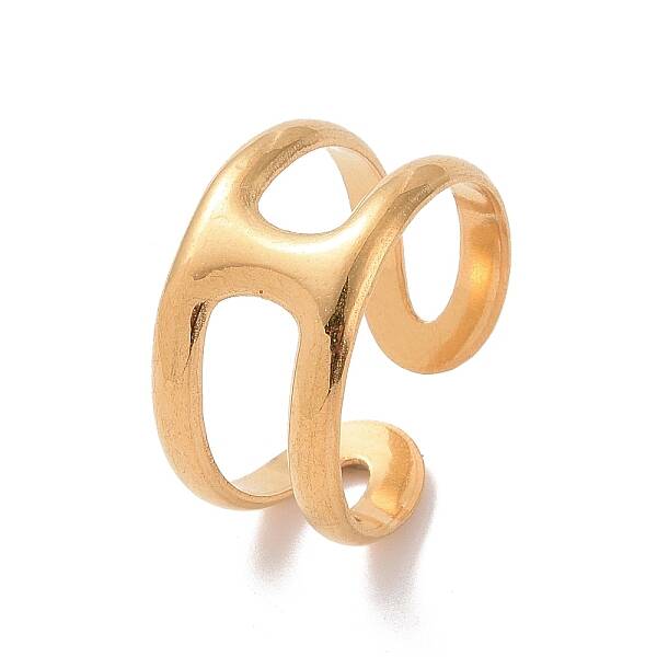 Ion Plating(IP) 304 Stainless Steel Double Line Open Cuff Ring